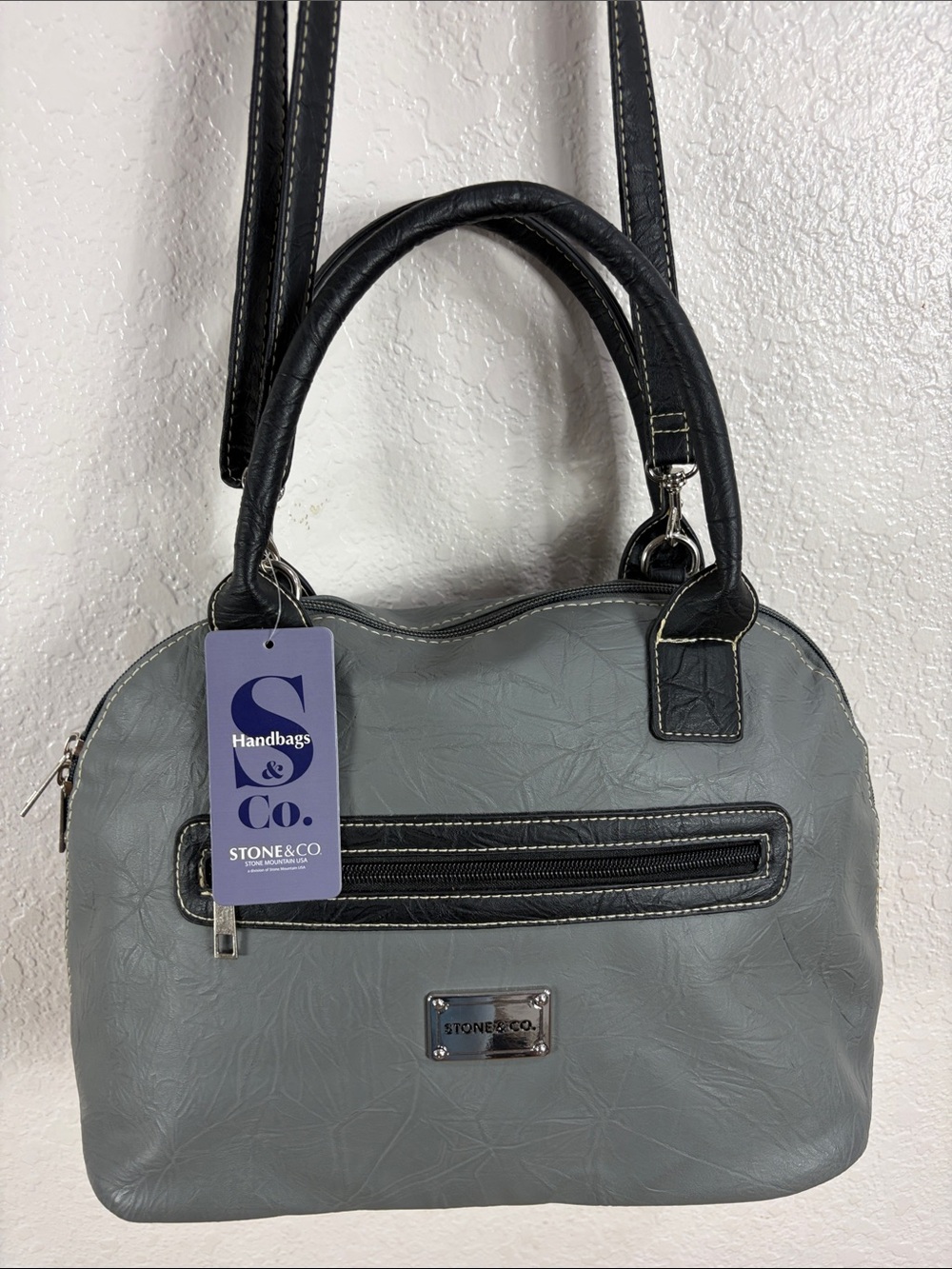 Stone & Co. Gray and Black Women’s Shoulder Satchel - Picture 5 of 17